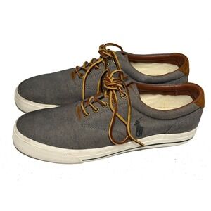 Polo Ralph Lauren Vaughn Sneaker Men's 10D Gray Leather Laces